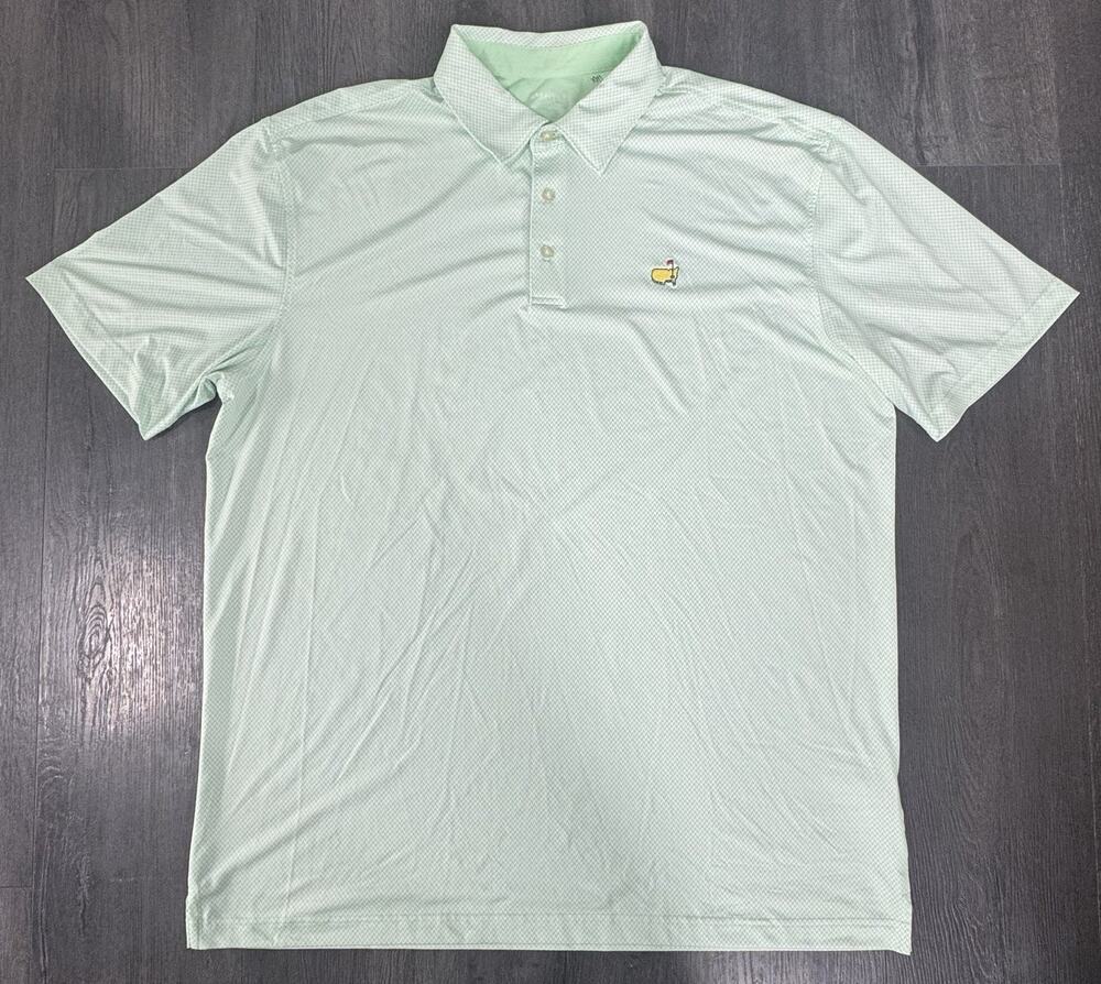 Masters Tech Short Sleeve Polo Masters Augusta Logo Ligh Green White Men’s XL